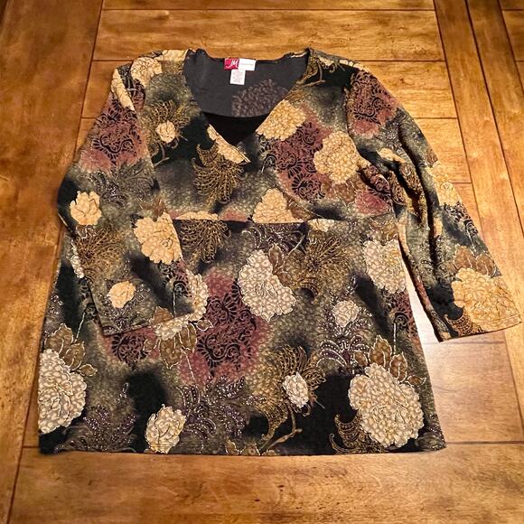 2 Different JM Collection Pullover Tops Womens Sz L Multicolor + Glitter R8A33 - Picture 2 of 16